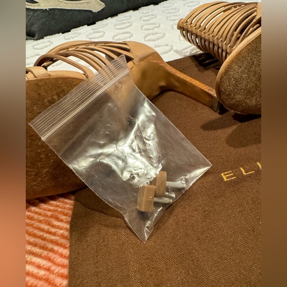 Gently Worn - Elie Tahari Tan Gladiator Strap Leather Heeled Sandals - Size 37 - Picture 12 of 12